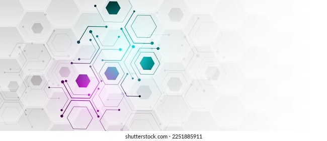 abstract hexagon background technology and communication network advertising media banner design