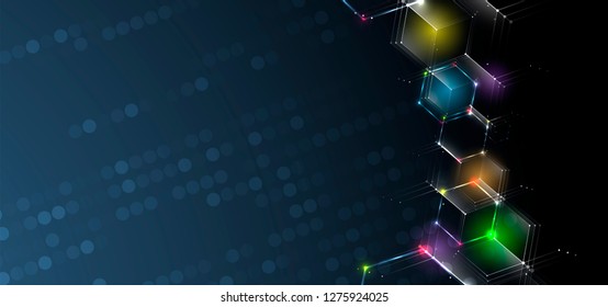 Abstract hexagon background. Technology poligonal design. Digital futuristic minimalism. Vector