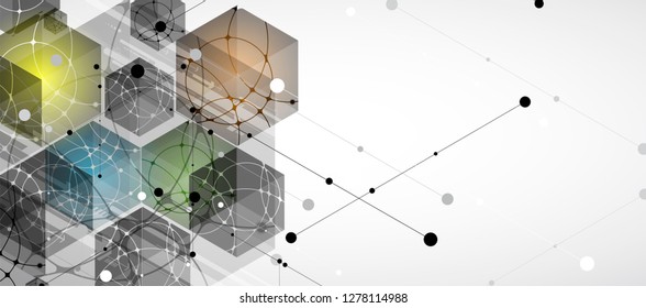 Abstract hexagon background. Technology poligonal design. Digital futuristic minimalism. Vector