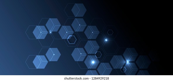 Abstract hexagon background. Technology poligonal design. Digital futuristic minimalism. Vector