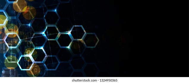 Abstract hexagon background. Technology poligonal design. Digital futuristic minimalism. Vector