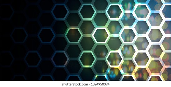 Abstract hexagon background. Technology poligonal design. Digital futuristic minimalism. Vector