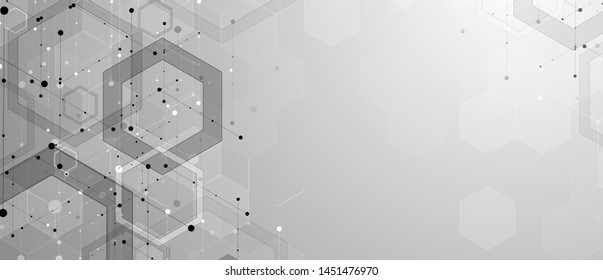 Abstract hexagon background. Technology poligonal design. Digital futuristic minimalism. Vector