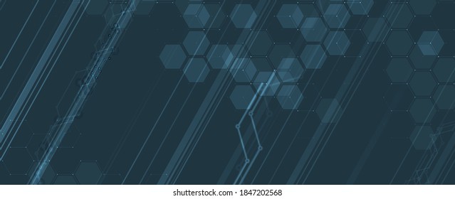Abstract hexagon background. Technology poligonal design. Digital cyber futuristic minimalism