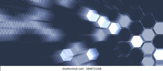 Abstract hexagon background. Technology poligonal design. Digital futuristic minimalism