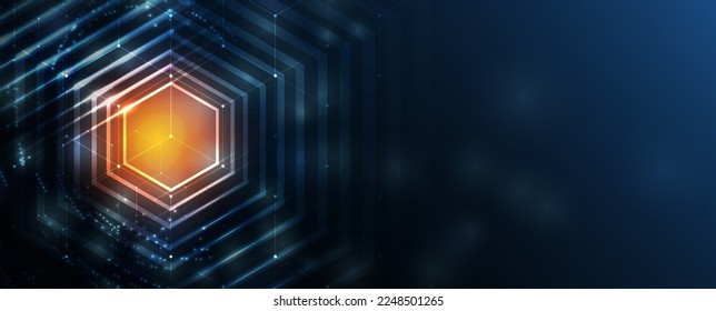 Abstract hexagon background. Technology poligonal design. Digital futuristic minimalism.