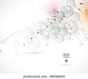 Abstract hexagon background. Technology polygonal design. Digital futuristic minimalism. Vector