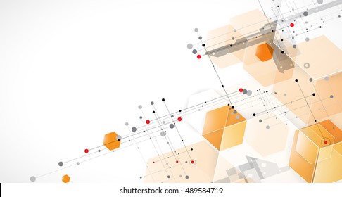 Abstract hexagon background. Technology polygonal design. Digital futuristic minimalism. Vector