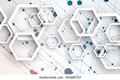 Abstract hexagon background. Technology polygonal design. Digital futuristic minimalism. Vector
