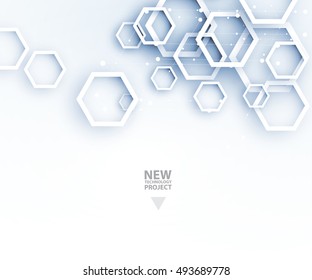 Abstract hexagon background. Technology polygonal design. Digital futuristic minimalism. Vector