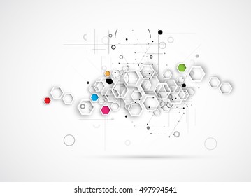 Abstract hexagon background. Technology polygonal design. Digital futuristic minimalism. Vector