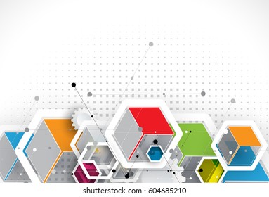 Abstract hexagon background. Technology polygonal design. Digital futuristic minimalism. Vector