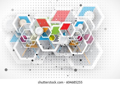 Abstract hexagon background. Technology polygonal design. Digital futuristic minimalism. Vector