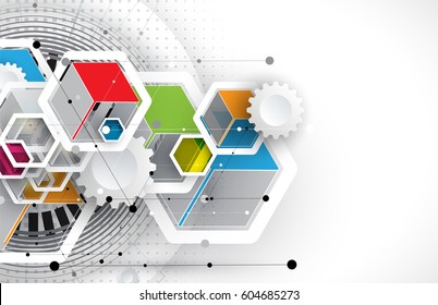 Abstract hexagon background. Technology polygonal design. Digital futuristic minimalism. Vector