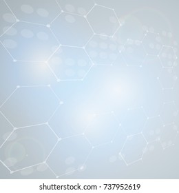 Abstract hexagon background. Technology polygonal design. Digital geometric abstraction with lines and points. Vector illustration