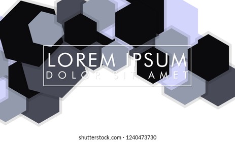 abstract hexagon background vector design with shadow , color gradient black and white