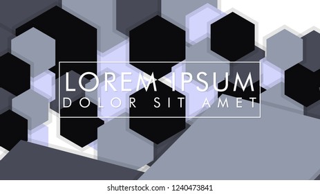 abstract hexagon background vector design with shadow , color gradient black and white