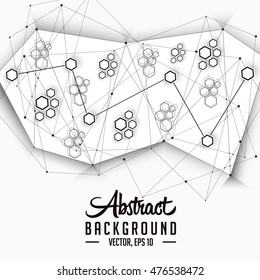 Abstract  hexagon background. Vector and illustration. Grey background.
