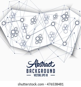 Abstract  hexagon background. Vector and illustration. Blue background.