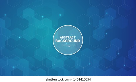 Abstract hexagon background.with connected line and dots. vectorillustration.