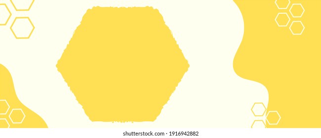 Abstract hexagon banner yellow background vector. Geometric pattern.