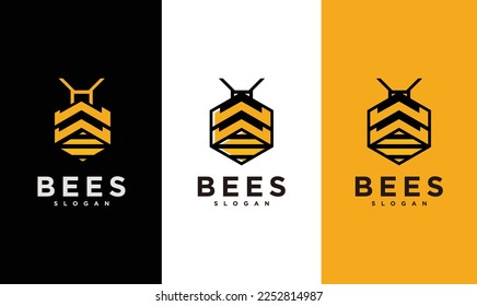 Abstract hexagon bee logo icon vector Illustration