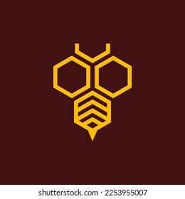 Abstract hexagon bee logo icon vector Illustration