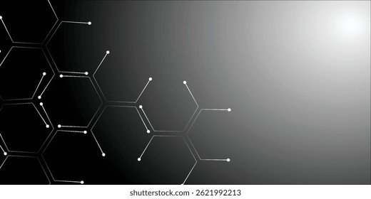Abstrato hexágono fundo preto banner tecnologia de dados empresariais futurista conceito moderno, linhas de forma de polígono ligando o contraste escuro.