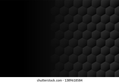Abstract. Hexagon black background ,light and shadow. Vector.