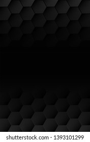 Abstract. Hexagon black background ,light and shadow. Vector.