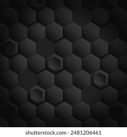Abstract. Hexagon black background, light and shadow. Vector.