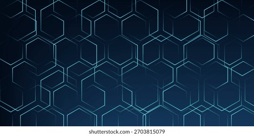 Abstrakter Hexagon blauer Hintergrund Banner futuristische Geschäftsdatentechnologie modernes Konzept, Polygonform Linien Link dunkelblau Kontrast