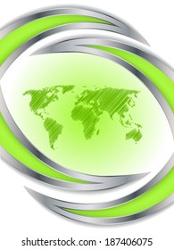 Abstract hexagon brochure design with scribbled green map