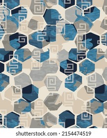 Abstract hexagon brushed square edge tile pattern