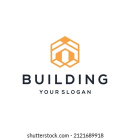abstract hexagon building logo design	