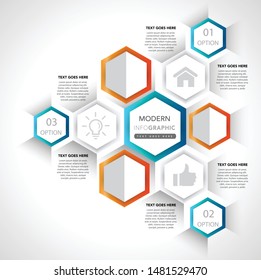 Abstract hexagon business Infographics elements, presentation template flat design for web design marketing advertising