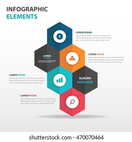 Abstract hexagon business Infographics elements, presentation template flat design vector illustration for web design marketing advertising