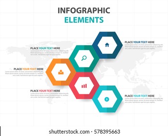 Negocio de hexágono abstracto Elementos infográficos, plantilla de presentación diseño plano ilustración vectorial de diseño web publicidad de marketing