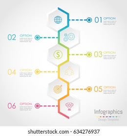 Abstract hexagon business Infographics elements, vector illustration for web design marketing advertising