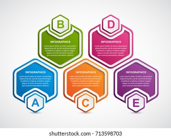 Abstract hexagon business options infographics template.