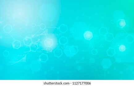 Abstract hexagon cells on turquoise vector background 