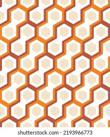 Resumen Células hexagonales Patrón de vectores multicolor transparente Colores de moda diagonales Estilo de cadena de bicicleta Diseño geométrico Perfecto para la impresión de aleación Tonos naranja marrón