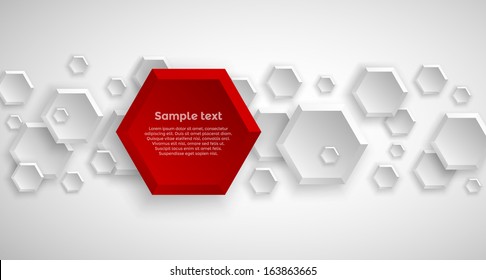 Abstract Hexagon Colorful Red Background