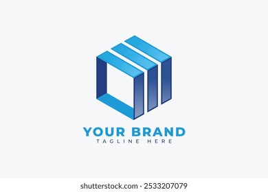 Abstract hexagon cube box flat vector logo design concept