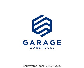 Inspiration für das Design des abstrakten Hexagon Cube Garage Warehouse Logos. Für Unternehmens- und Branding-Logos geeignet. Vorlage für flaches Vectorlogo