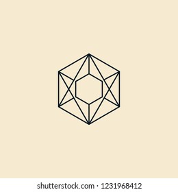 Abstract Hexagon Cube Tesseract box design vector inspiration custom logo design