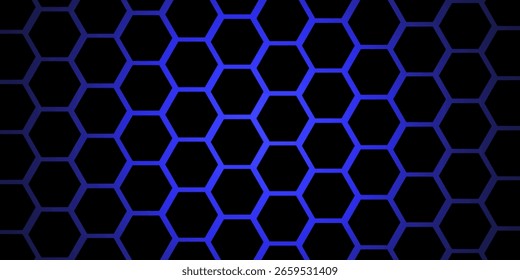 Fondo azul oscuro del hexágono abstracto. Fondo azul del ciberespacio hexagonal. Patrón de tecnología de rejilla hexagonal.