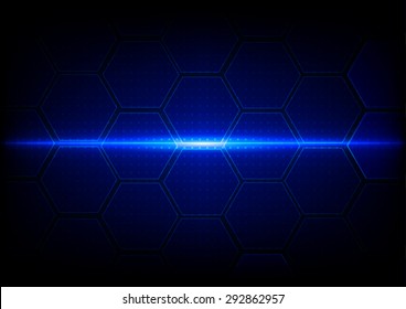 Abstract hexagon with dot pattern on blue background