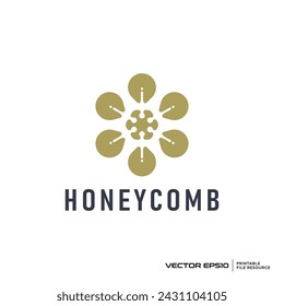 Abstract hexagon and dots technology logo vector illustration