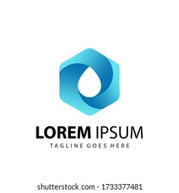 Abstract Hexagon Drop Gradient Logo Design Template Vector Premium